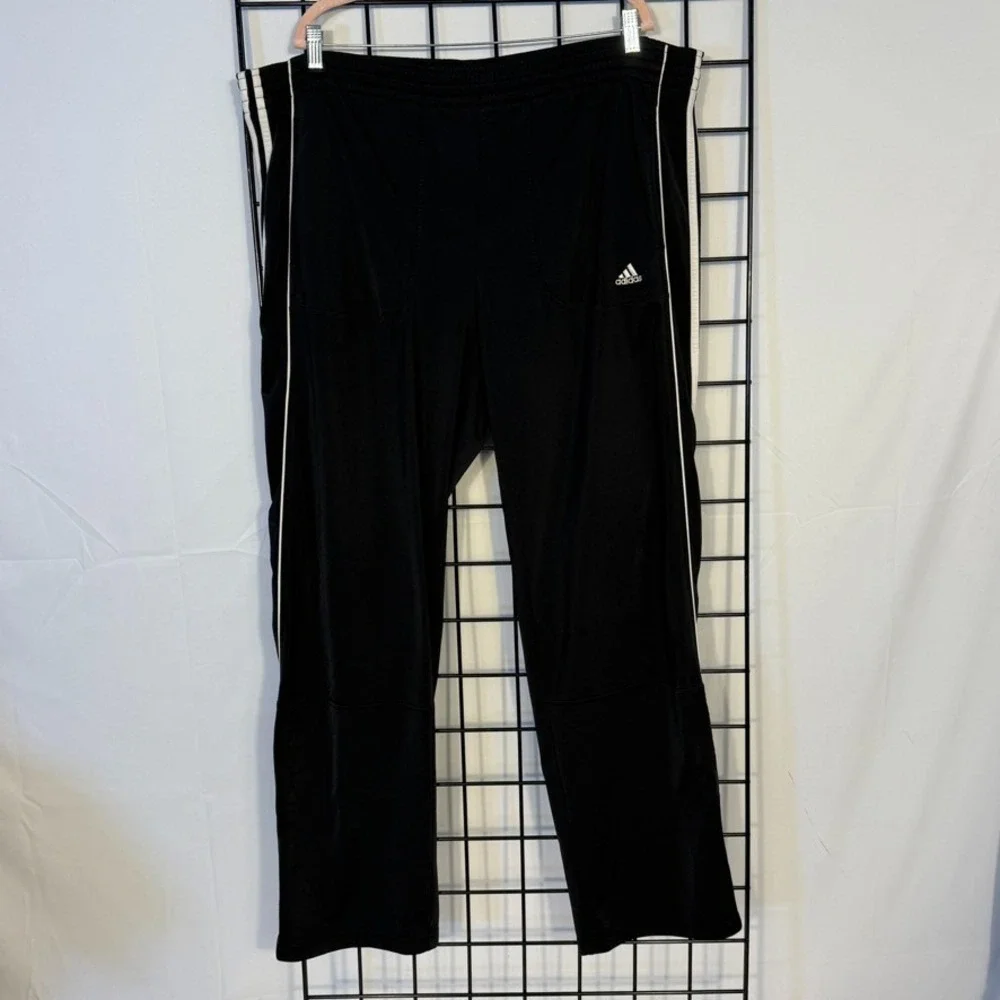 Vintage Adidas Track Pants Mens XL Black 3 Stripes Athleisure Zip Ankles‎ Y2K